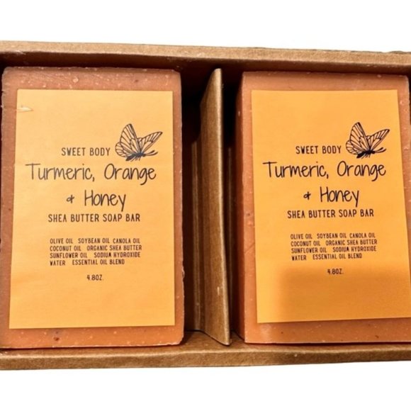 Turmeric Orange & Honey Shea Butter Moisturizing Soap Bar Sweet Body (2 PACK) - Picture 3 of 8